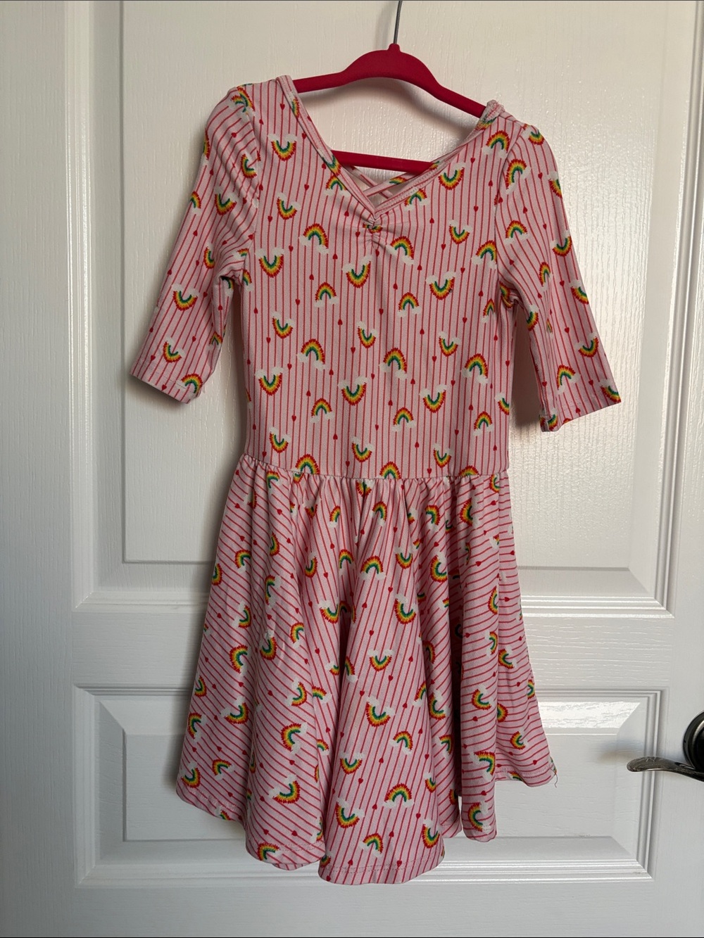 Dot Dot Smile Pink Rainbow Print Fit & Flare Dress